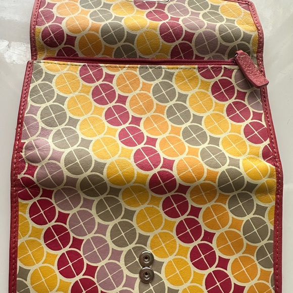 Fossil Women's Pink and Yellow Patterned Wallet - Picture 4 of 4